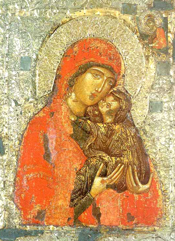 Святая Анна с младенцем Марией. Сербская икона